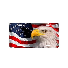 American Patriotic Eagle License Plate, 6 x 12 Inches, Novelty Vanity Tag for Cars, Trucks, and Home Decor