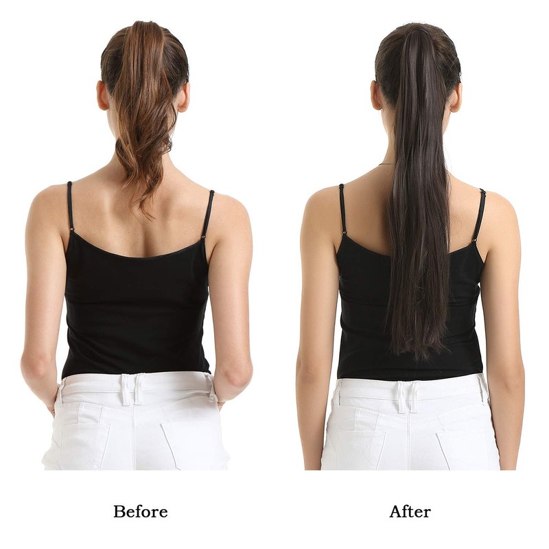 BARSDAR Auburn Straight Ponytail Extensions - 26 Inch Long Straight