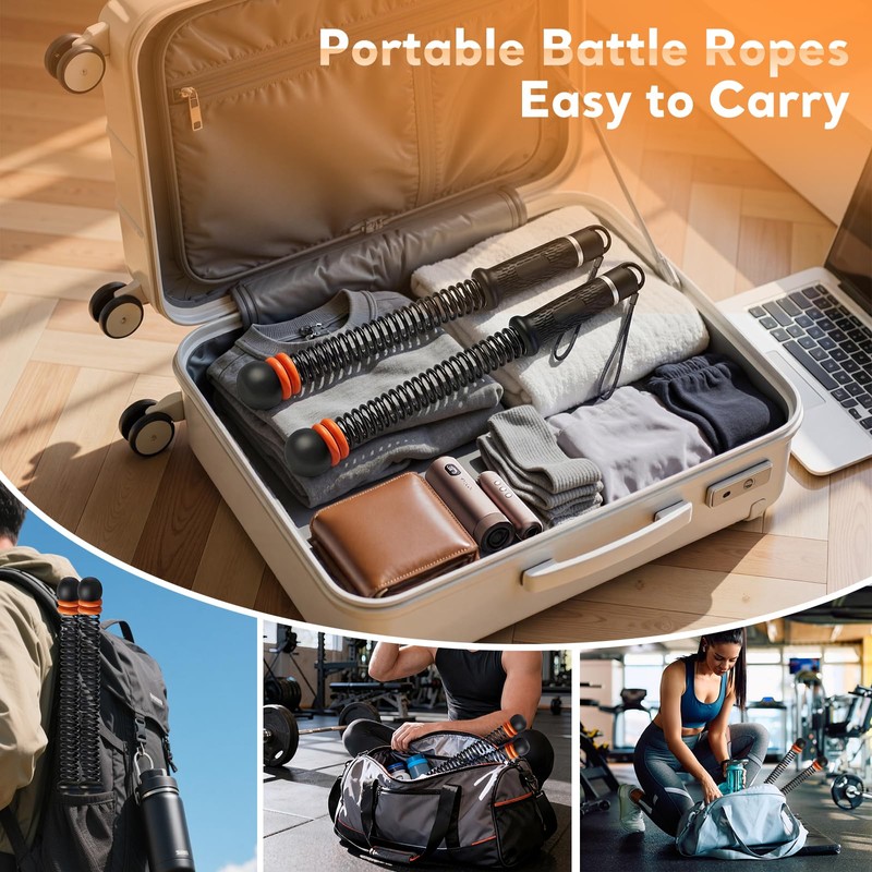 Ropeless Battle Ropes, Heavy Duty Portable Cordless Battle Rope for