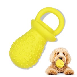LLSPET Latex Chew Dog Toys, Novelty Squeaky Pacifier Dog Toys, 5.2" Durable Pacifier Dog Chew Toys for Small and Medium Dogs(Yellow,1 Pcs)