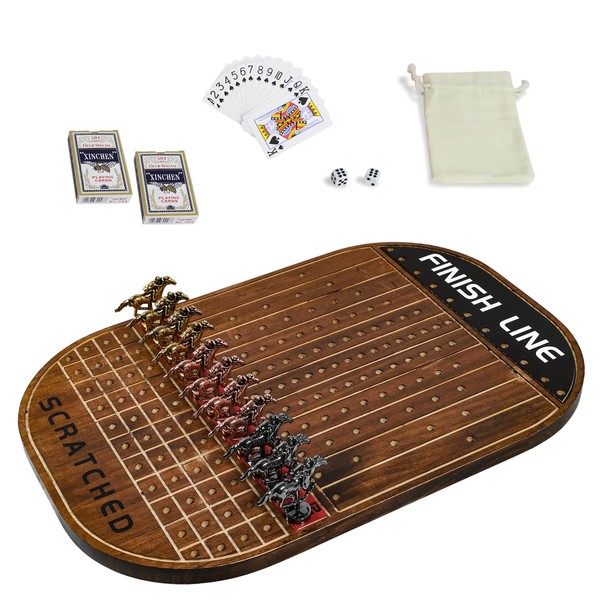 Jyquorp Horse Race Board Game Racing Game Thickened Solid Wood