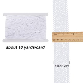 CABODYALS 10.94M 42MM White Crochet Lace Ribbon Wired Floral Cotton Eyelet Lace Trim Vintage Flat Flower Mesh Lace Fabric Trimming Set for Sewing Making Crafts Bouquet Wedding Valentines Diy Supply