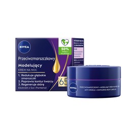 NIVEA Anti-Wrinkle + Contouring Night Cream for Mature Skin 65+, 50 ml – Intensive Overnight Hydration, Smoothing and Revitalizing Facial Moisturizer with Soy Extract, Jojoba Oil and Panthenol