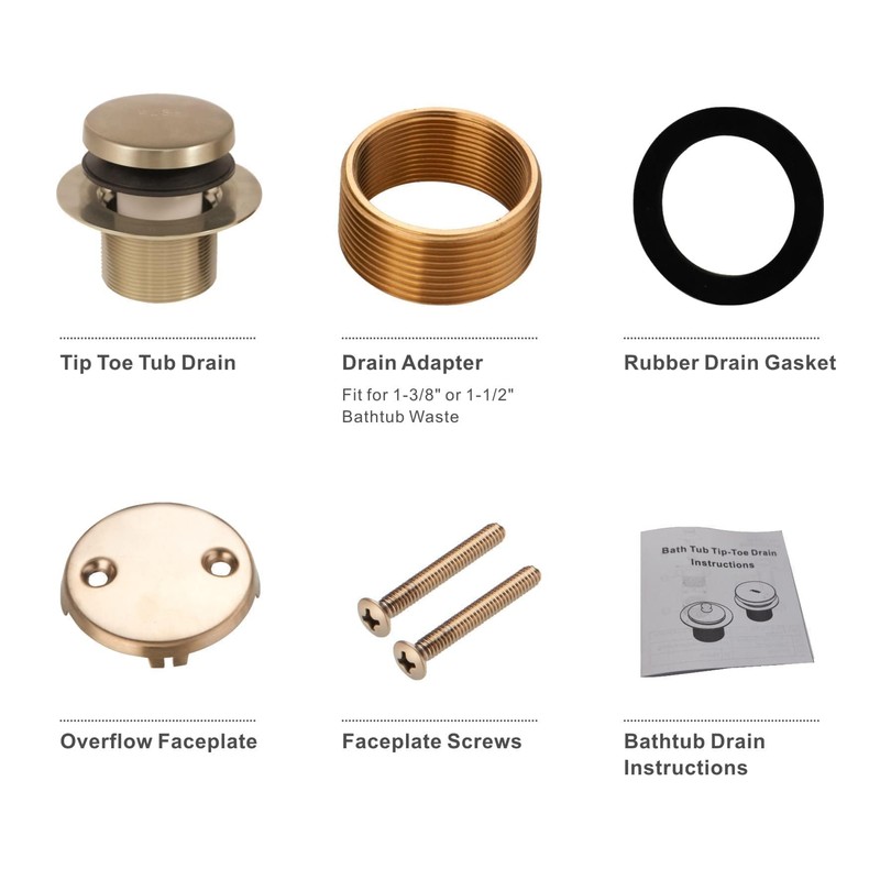 Tip Toe Bathtub Tub Drain Conversion Kit Assembly, Wellup Tub