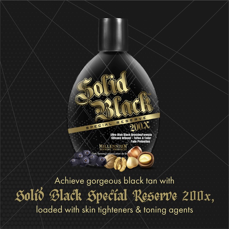 Millennium Tanning Solid Black Special Reserve 200X Tanning Lotion, 13.5