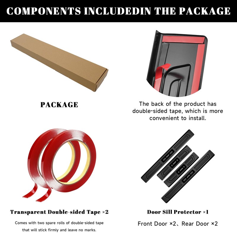 PeakPurit 4PCS Car Door Edge Guards Door Sill Protector for