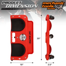 M-AUTO Rolling Knee Creeper Durable Knee Pads with Full 360 Degree Turn Casters and Tool Tray, Garage Kneeling Pads on Swivel Castors for Home Workshop Auto Repairing Maintaining, Red