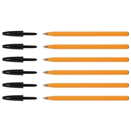 BIC 6 x Black Hexagonal Fine Point Ballpoint Pens