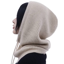 JudyRose Neck Warmer, Balaclava, Knit, Women's, Hat, Food Warmer, Unisex, Warm, Cold Protection, Cute, Solid Color, beige
