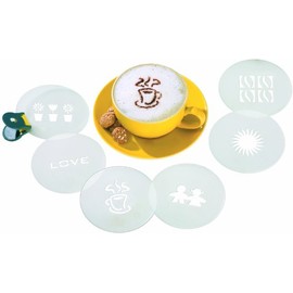 Cappuccino-Schablonen II in Dose: 6 Schablonen, PP, 9,5 cm