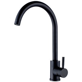 Kohonby High Arc Matte Black Kitchen Faucet Single Handle Stainless Steel,Commercial Single Hole Kitchen Sink Faucet,Modern One Hole Bar Sink Faucet (Matte Black)