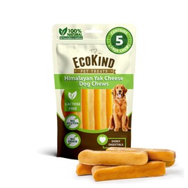 EcoKind Premium Gold Yak Cheese Himalayan Dog Chews, Dog Treats Large Breed, All Natural, High Protein Dog Chew, Cheese, Large - 5 Chews