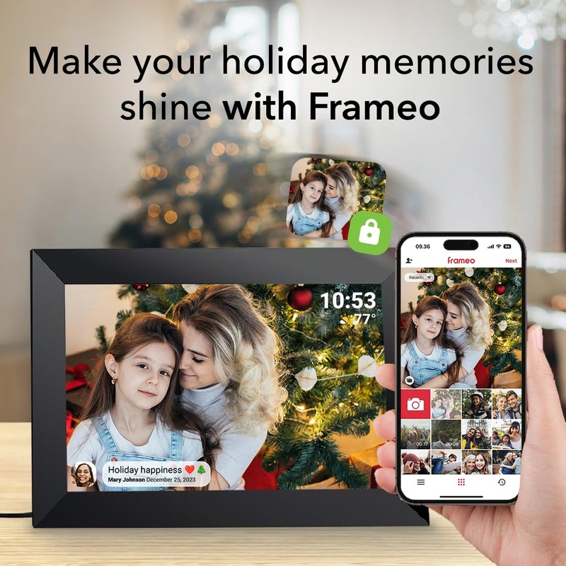 Frameo 10.1 Inch WiFi Digital Picture Frame with 32GB Storage,1280