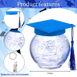WILLBOND 8 Pack Graduation Table Decoration Centerpieces 2025 with LED Light up Mason Jar Graduation Cap Decorations Party Supplies for Tables College Masters Degree Gifts(Blue)
