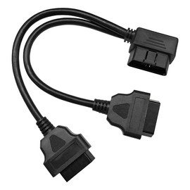ZIMISI Right Angle OBD2 Splitter, 16 Pin 1 Male to 2 Female OBD2 Extension Cable, 30cm/12 Inch Y Cable, OBDII Extender Cord Adapter, Universal Car Accessories for All OBD2 Vehicles (Black)