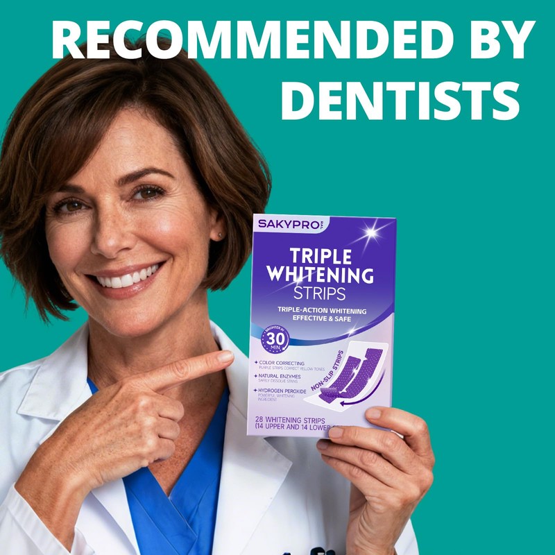 SAKYPRORAL Purple Whitening Strips, 90-Day Long-Lasting Results, Enamel Safe &