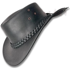 Oztrala Oiled Leather Hat Australian Outback Western Jacaru Cowboy WO HL11 US Black