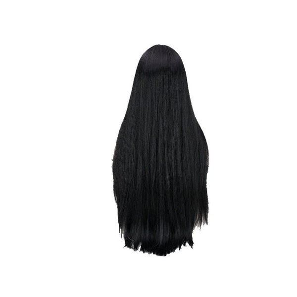Straight wig, long straight wig, black heat-resistant synthetic wigs, medium hair wig, Halloween costume party theme