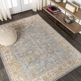 JONATHAN Y MDP304B-5 Alba Modern Faded Peshawar Indoor Area-Rug Vintage Glam Bohemian Easy-Cleaning Bedroom Kitchen Living Room Non Shedding, 5 ft x 8 ft, Grey