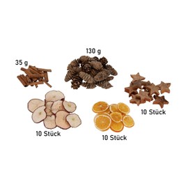 NaDeco Christmas Pot Pourri, Weight 250 g, Advent and Christmas Decoration with Cinnamon Sticks, Orange Slices, Dried Apple Slices, Pine Cones and Coconut Stars, Scatter Decoration Christmas