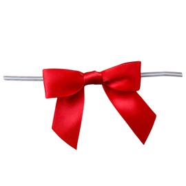 Red Satin Pre-tied Bows - 3" Wide, Set of 10, Memorial Day, 4th of July, America 250 Anniversary, Valentine’s Day, Mother's Day, Gift Ribbons, Birthday, Gift Basket, House Warming & Anniversary, Party