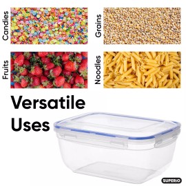 Superio Large Plastic Food Storage Container with Airtight Lid, 5 Qt. Leakproof BPA Free
