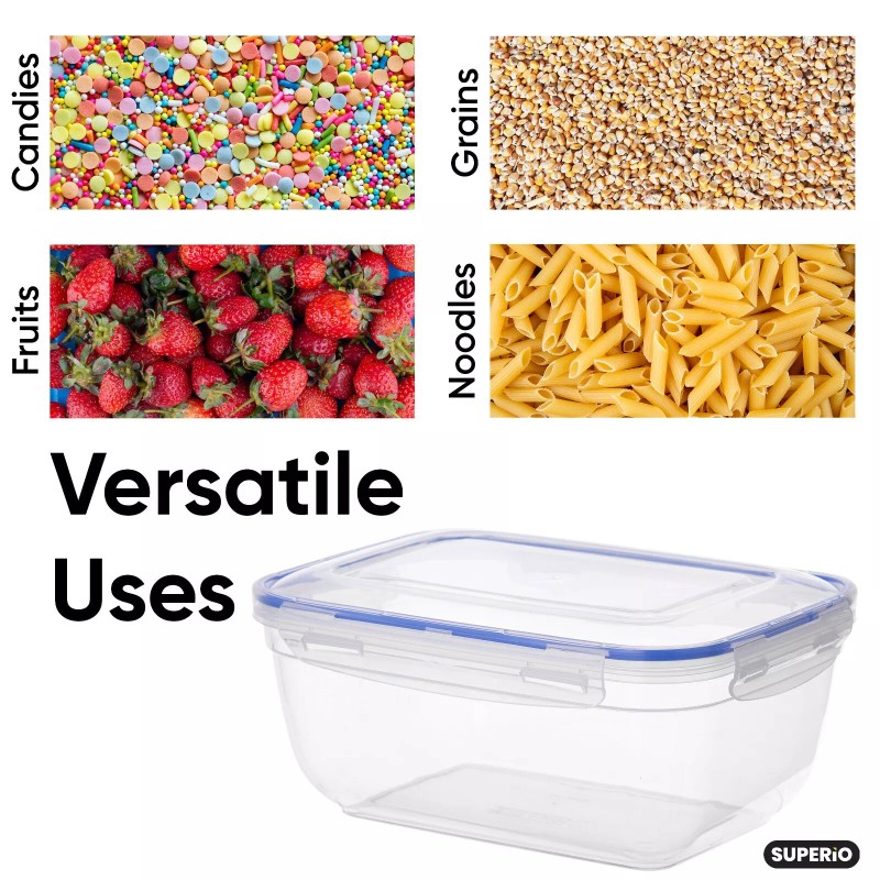 Superio Large Plastic Food Storage Container with Airtight Lid, 5