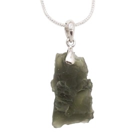 Fundamental Rockhound: Natural Rough Moldavite Crystal Pendant Necklace with 18" chain size 5/8-3/4"