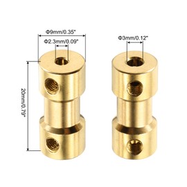 sourcing map 4Pcs 2.3mm to 3mm Brass Shaft Coupling Joint Connector with Screws Flexible Motor Shaft Coupler for RC Model Car Airplane Motor Wheels Tires Shaft