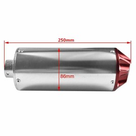 TDR 28mm Red Exhaust Muffler for 50cc 70cc 90cc 110cc 125cc 140cc 150cc 160cc 200cc Chinese Pit Dirt Trail Bikes, Includes Mounting Clamp