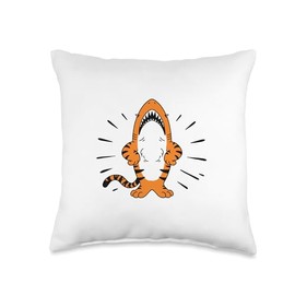 Angel Fishing, lustige Sprüche Funny Tiger Shark Comic Drawing for Men Women Children Throw Pillow, 16x16, Multicolor