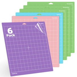 WISYOK 6-Pack 12x12 Inch Cutting Mats for Cricut Explore Air 2/Air/One/Maker, Adhesive Replacement Mats (Standard, Light, Strong, Fabric) for Crafts, Quilting, Sewing