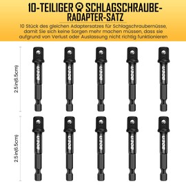 Mr.wintek 10pcs 3/8" Drive Socket Adapter Set, 1/4" SAE Hex Drill Adapter for Drill and Impact Driver High Torque