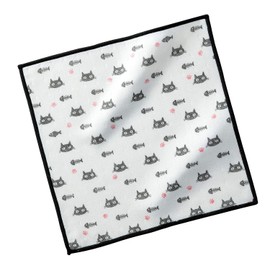 Mameka KB-908 Dish Towel, White, Approx. 11.8 x 11.8 x 0.08 inches (30 x 30 x 0.2 cm), Towel, Dish Cloth, Black Cat, Kitchen Dish Towel, For Tableware, No Gluing, Quick Drying, Water Absorption