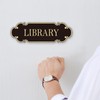 Library Sign 9x3 inch Spay Gold - Self-adhesive Signage for