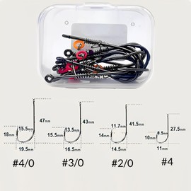 Ganchos de pesca para camarones vivos de acero al carbono con agujeros, ganchos de pesca de 2/3/4, que se pueden adaptar a varios tipos de pesca (juego de 2/0 x 10 unidades, 3/0 x 10 unidades, 4/0 x