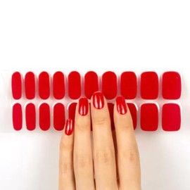 NKA Semi-Cured Gel Nail Strips Kit, 20 Strips in 10 Sizes – Quick & Easy Application – Cures in 60 Seconds – Includes Mini File, Cuticle Stick & Prep Pads – Long-Lasting, FLAME RED