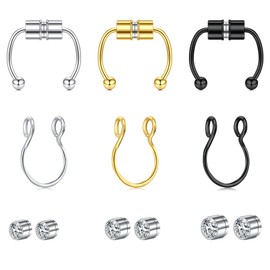 QWALIT Fake Septum Ring Fake Septum Piercing Faux Septum Nose Ring Clip on Septum Nose Ring Non Piercing Fake Nose Stud Faux Septum Piercing Fake Septum Hoop Fake Septum Jewelry Fake Septum Nose Ring