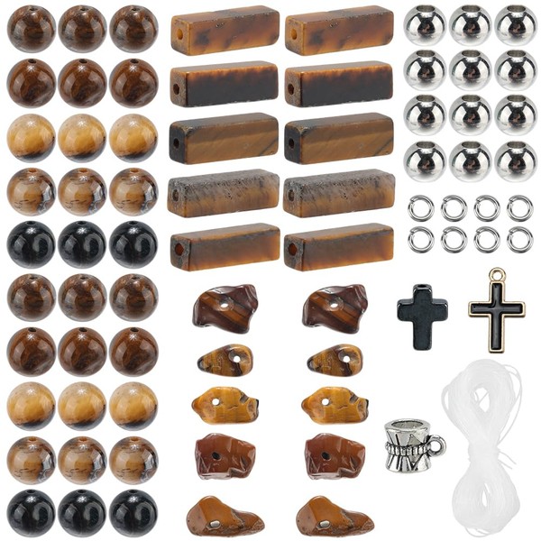 SOFPLATE 1 Box Tiger Eye Bead Kit 8mm Gemstone Beads