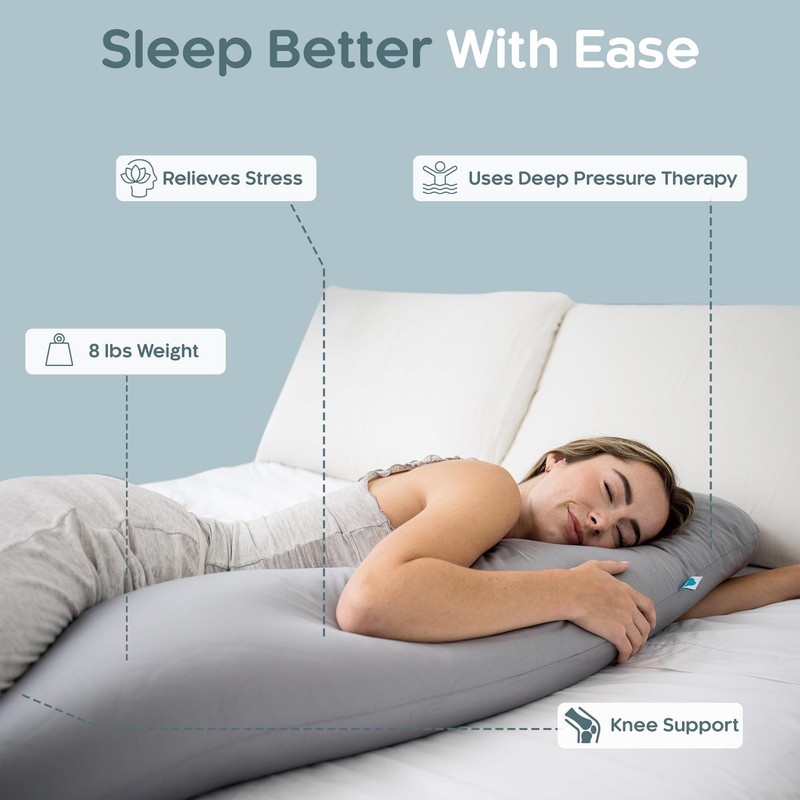 SleepCloud Weighted Body Pillow 8lbs - Weighted Pillow for Deeper