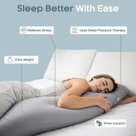 SleepCloud Weighted Body Pillow 8lbs - Weighted Pillow for Deeper Sleep (48" x 14") - Cooling Body Pillows for Adults, Full Body Pillow for Sleeping, Side Sleeper Body Pillows with Cover (X-Large)