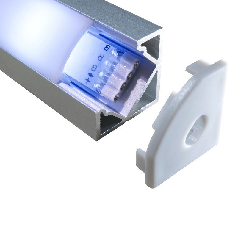 Alumino® LED Aluminium Profile Corner 45 with Cover Opal Semi