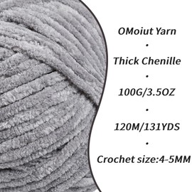 4 Pack Grayish Fluffy Velvet Yarn for Crocheting, Chunky Chenille Baby Blanket Yarn for Crochet, Soft Fuzzy Puzzle Yarn for Knitting, (100g/3.53oz Each) Bulky Thick Amigurumi Crochet Yarns