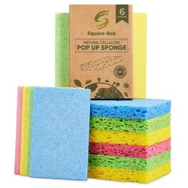 Compressed Non-Scratch Kitchen Sponges - Highly Absorbent for Dish Countertop Sink Car Biodegradable Quick Dry Cellulose Assorted Colors (Pack of 24), Pack of 6 / 압축 비스크래치 주방 스펀지 - 식기 조리대 싱크대 자동차에 대한 흡수력이 높음 생분해성 빠른 건조 셀룰로오스 다양한 색상(24팩), Pack of 6