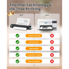 Phomemo M08F Pro Portable Printer Wireless Travel, [Upgrade] Portable Thermal Printer Support 8.5" X 11" US Letter, Inkless Bluetooth Printer Compatible with iOS, Android, PC for Travel, Office, Home