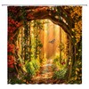 Fall Forest Shower Curtain Set,Autumn Bathroom Decor Curtain