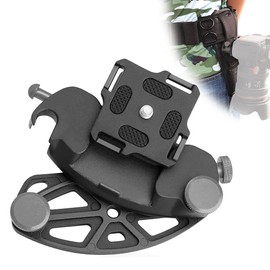 Yeelan Kamera Clip,Kamera Halterung,Kameraständer Aus Aluminiumlegierung Gürtelclip mit 1/4in Schrauben für Schnellspanner DSLR SLR Camera,Rucksack,Stativ,Gürtel (Schwarz+Grau)
