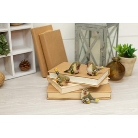 RAZ Imports Striped Wing Bird 2.5 x 2.25 inch Resin Decorative Tabletop Figurine Set of 4, Sage Green