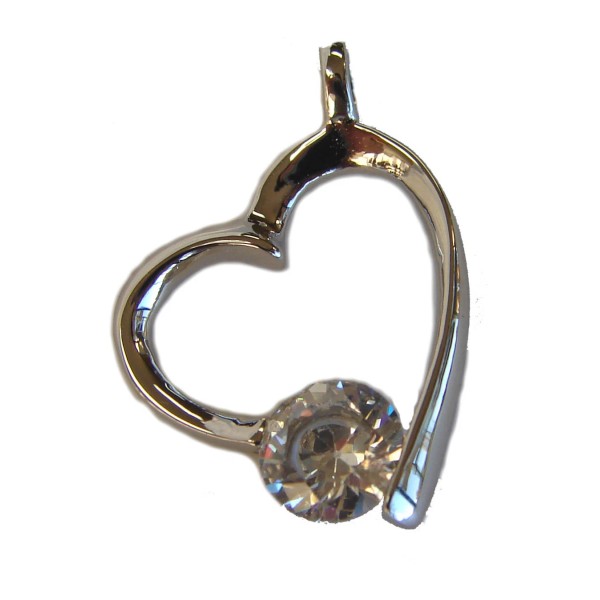 Feng Shui Import Heart Shape Clear Zircon Gem with 925