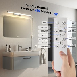 Bonlux 9W Bathroom LED Vanity Light 22 inch, 3 Color Adjustable 3000K/ 4000K/ 6000K, Dimmable Wall Mounted Plug in Light Fixture with Remote Control Memory Function for Cabinet Mirror Lighting